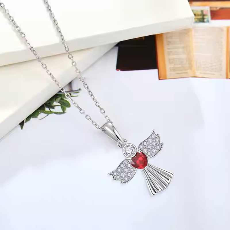 Изготовленные на заказ ювелирные изделия Oem Fine Jewelry Guardian Angel Wing 925 12 Birthstone стерлингового серебра для женщин Charm Подвеска Ожерелья