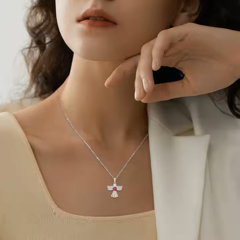 Изготовленные на заказ ювелирные изделия Oem Fine Jewelry Guardian Angel Wing 925 12 Birthstone стерлингового серебра для женщин Charm Подвеска Ожерелья