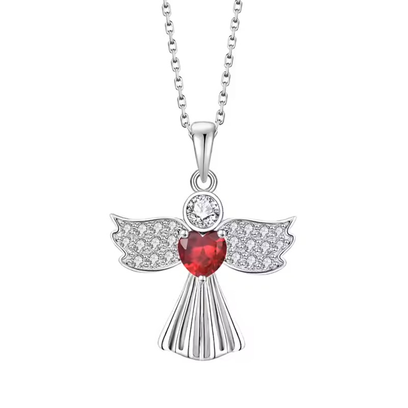 Изготовленные на заказ ювелирные изделия Oem Fine Jewelry Guardian Angel Wing 925 12 Birthstone стерлингового серебра для женщин Charm Подвеска Ожерелья